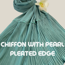 Load image into Gallery viewer, Chiffon with Pearl and Pleated Edge Shawl (Hijab and Scarves)
