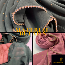 Load image into Gallery viewer, Bubble Chiffon Shawl with Crystal Chain and Rhinestones Sprinkle (hijab and Scarves)
