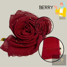 Load image into Gallery viewer, Chiffon Shawl with Golden Beads Tassel (Hijab and Scarf)
