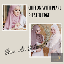 Load image into Gallery viewer, Chiffon with Pearl and Pleated Edge Shawl (Hijab and Scarves)
