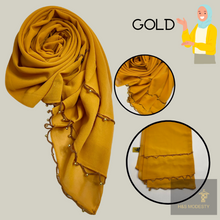 Load image into Gallery viewer, Chiffon Shawl with Golden Beads Tassel (Hijab and Scarf)
