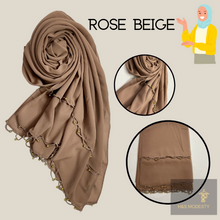 Load image into Gallery viewer, Chiffon Shawl with Golden Beads Tassel (Hijab and Scarf)
