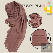 Load image into Gallery viewer, Chiffon Shawl with Golden Beads Tassel (Hijab and Scarf)
