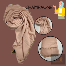 Load image into Gallery viewer, Chiffon Shawl with Golden Beads Tassel (Hijab and Scarf)
