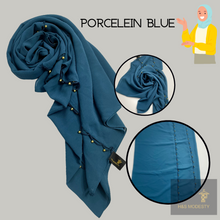 Load image into Gallery viewer, Chiffon Shawl with Golden Beads Tassel (Hijab and Scarf)
