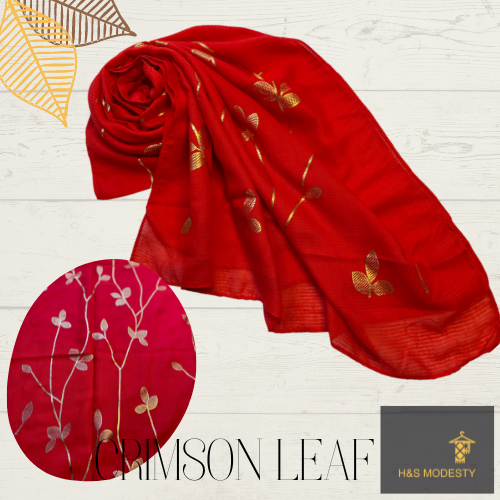 Golden Leaf Viscose Cotton Shawl