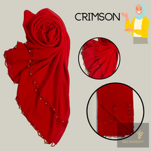 Load image into Gallery viewer, Chiffon Shawl with Golden Beads Tassel (Hijab and Scarf)
