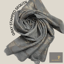 Load image into Gallery viewer, Golden Stamped Sequin Viscose Shawl (Hijab and Scarves)
