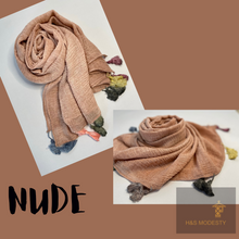 Load image into Gallery viewer, Solid Viscose with Multicolour  Tassel Shawls ( Hijab and Scarf)
