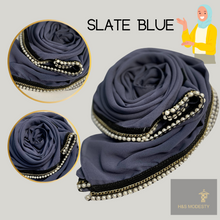 Load image into Gallery viewer, Chiffon with Pearl Edge Shawl (Hijab and Scarf)
