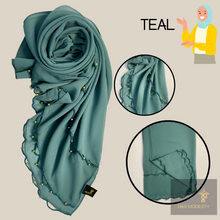 Load image into Gallery viewer, Chiffon Shawl with Golden Beads Tassel (Hijab and Scarf)
