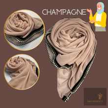 Load image into Gallery viewer, Chiffon with Pearl Edge Shawl (Hijab and Scarf)
