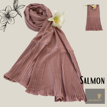 Load image into Gallery viewer, Chiffon with Pearl and Pleated Edge Shawl (Hijab and Scarves)
