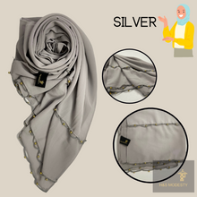 Load image into Gallery viewer, Chiffon Shawl with Golden Beads Tassel (Hijab and Scarf)
