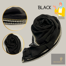 Load image into Gallery viewer, Chiffon with Pearl Edge Shawl (Hijab and Scarf)
