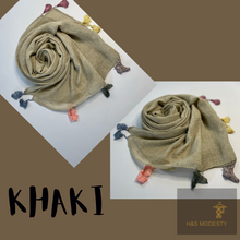 Load image into Gallery viewer, Solid Viscose with Multicolour  Tassel Shawls ( Hijab and Scarf)
