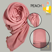 Load image into Gallery viewer, Chiffon Shawl with Golden Beads Tassel (Hijab and Scarf)
