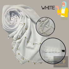 Load image into Gallery viewer, Chiffon Shawl with Golden Beads Tassel (Hijab and Scarf)
