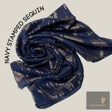 Load image into Gallery viewer, Golden Stamped Sequin Viscose Shawl (Hijab and Scarves)
