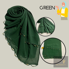 Load image into Gallery viewer, Chiffon Shawl with Golden Beads Tassel (Hijab and Scarf)
