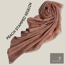 Load image into Gallery viewer, Golden Stamped Sequin Viscose Shawl (Hijab and Scarves)
