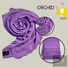 Load image into Gallery viewer, Chiffon Shawl with Golden Beads Tassel (Hijab and Scarf)
