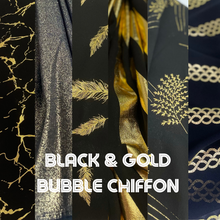 Load image into Gallery viewer, Black &amp; Gold Bubble Chiffon
