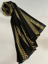 Load image into Gallery viewer, Black &amp; Gold Bubble Chiffon
