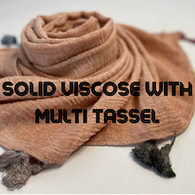 Load image into Gallery viewer, Solid Viscose with Multicolour  Tassel Shawls ( Hijab and Scarf)
